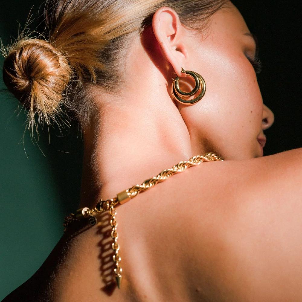 Good Thing Silk & Steel Halo Hoop Earrings Large - Gold