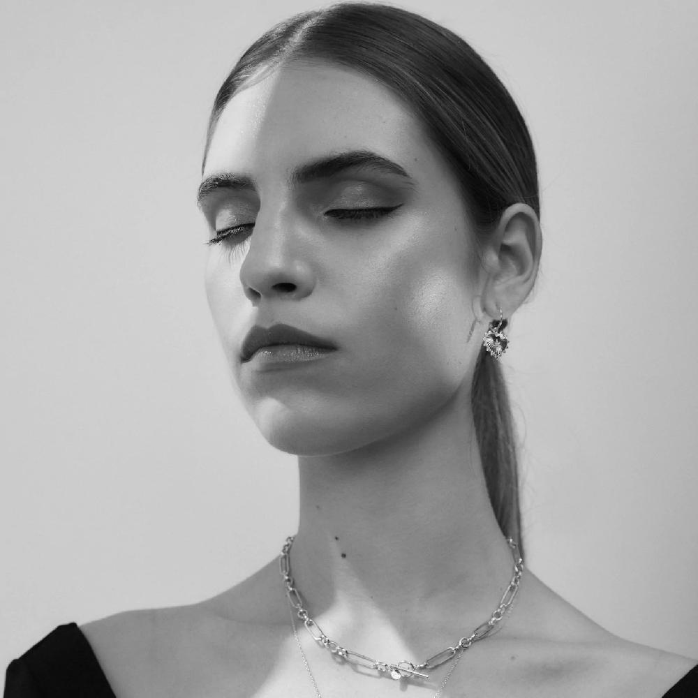 Good Thing Silk & Steel Heart Of Love Hoops - Silver / Rose Quartz