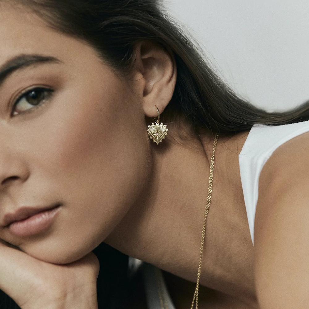 Good Thing Silk & Steel Heart Of Love Hoops - Silver / Rose Quartz