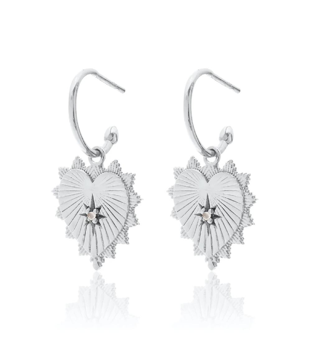 good thing Silk & Steel Heart of Love Hoops - Silver / Rose Quartz