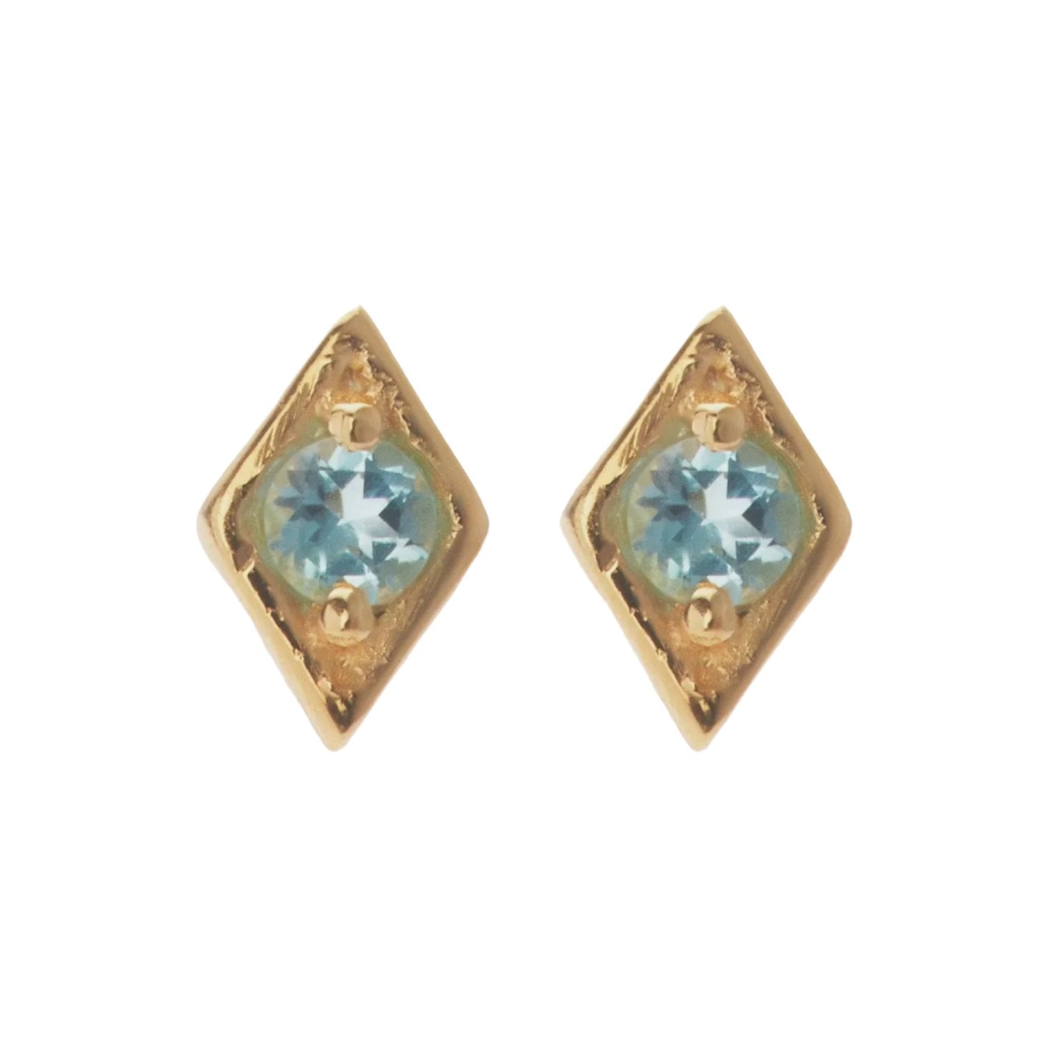 good thing Silk & Steel Superfine Keepsake Stud - Blue Topaz/Gold