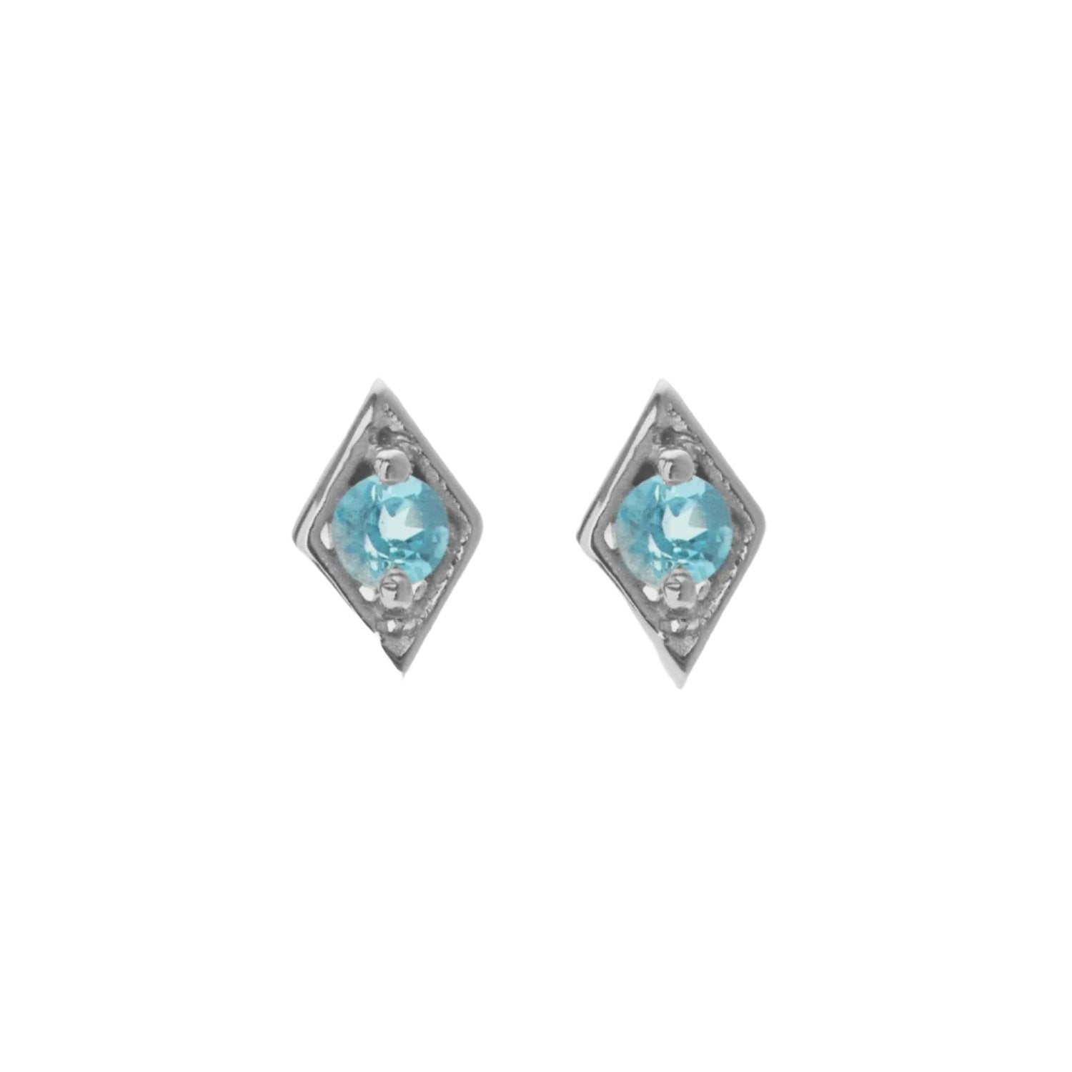 good thing Silk & Steel Superfine Keepsake Stud - Blue Topaz/Silver
