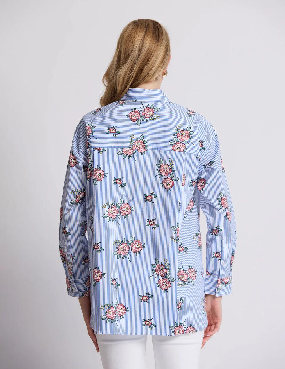 Good Thing Stella And Gemma Estella Shirt - Floral Blue Stripe