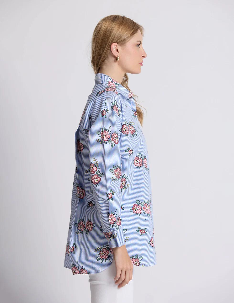 Good Thing Stella And Gemma Estella Shirt - Floral Blue Stripe