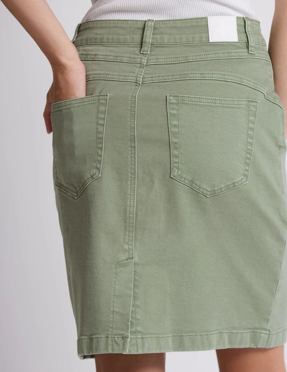 Good Thing Stella And Gemma Strike Skirt - Khaki Denim