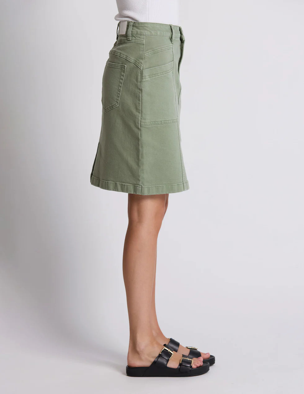 Good Thing Stella And Gemma Strike Skirt - Khaki Denim