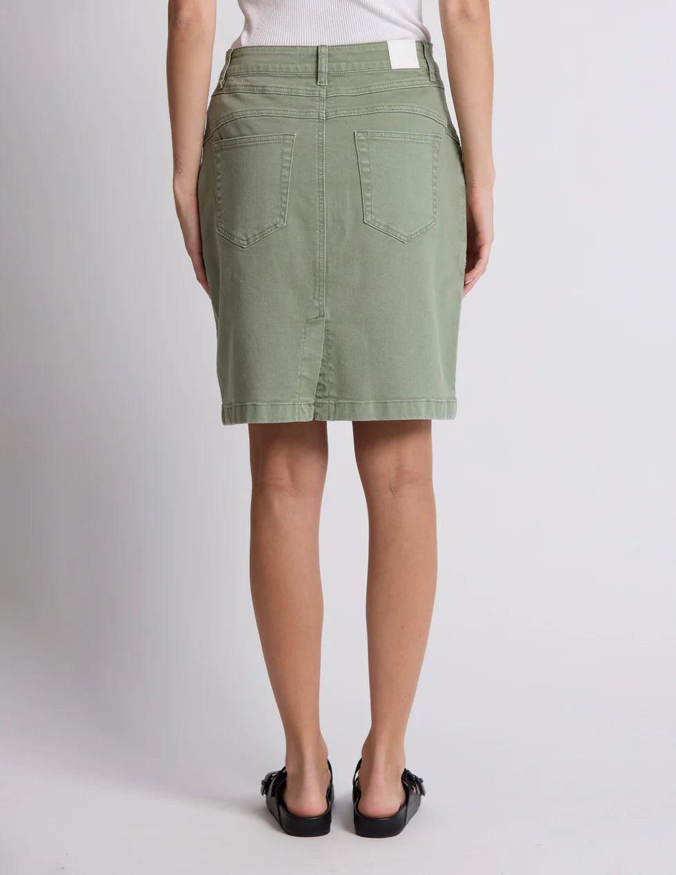 Good Thing Stella And Gemma Strike Skirt - Khaki Denim