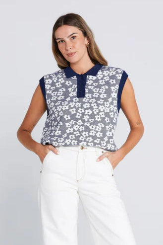 good thing Thing Thing Fairway Flowers Polo - Bleached Navy