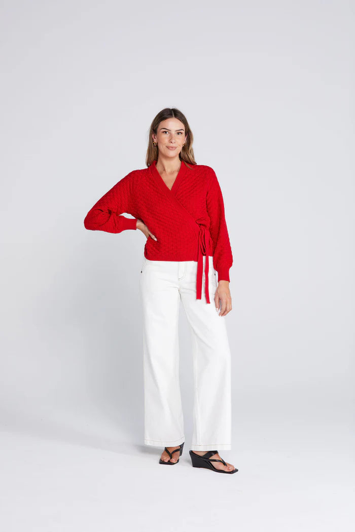 Good Thing Thing Thing Wrapt Cardigan - Sizzling Scarlet