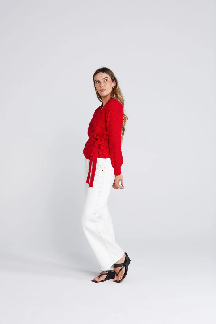 Good Thing Thing Thing Wrapt Cardigan - Sizzling Scarlet