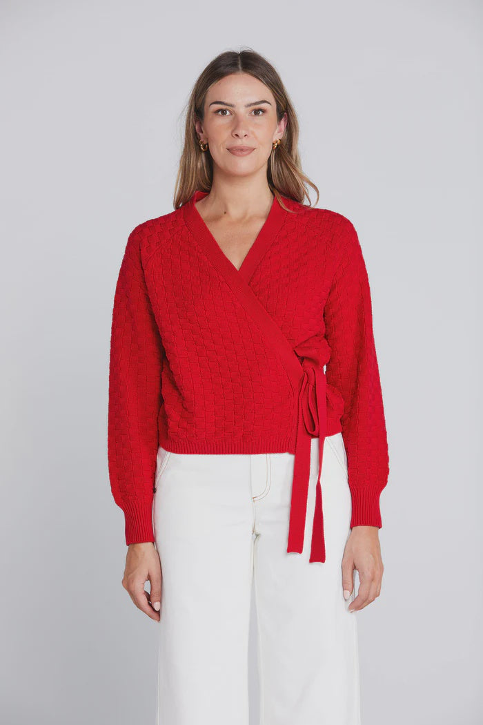 good thing Thing Thing Wrapt Cardigan - Sizzling Scarlet