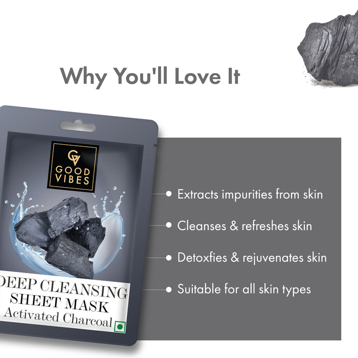 Good Vibes Activated Charcoal Deep Cleansing Sheet Mask