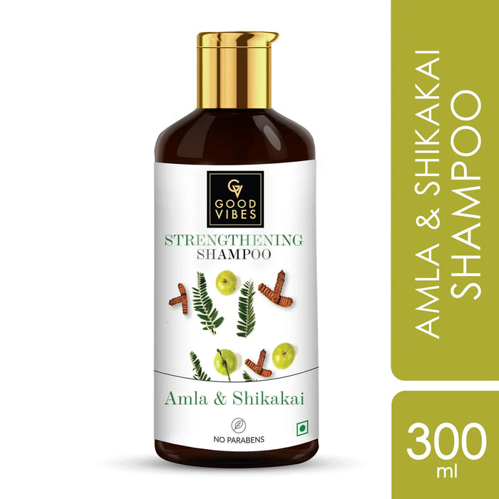 good vibes Amla Shikakai Strengthening Shampoo | With Neem | Hair Growth Shine