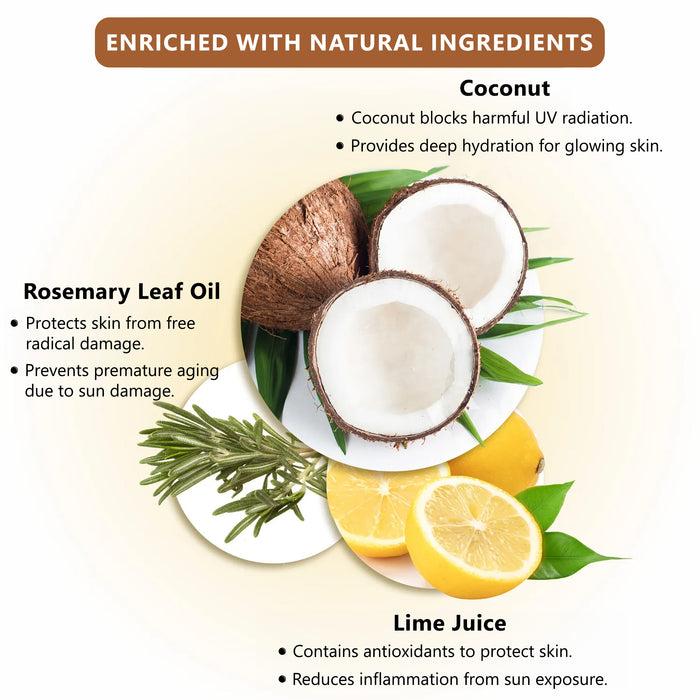 Good Vibes Coconut Nourishing Sunscreen Lotion SPF 50 With Lime & Rosemary Leaf Oil