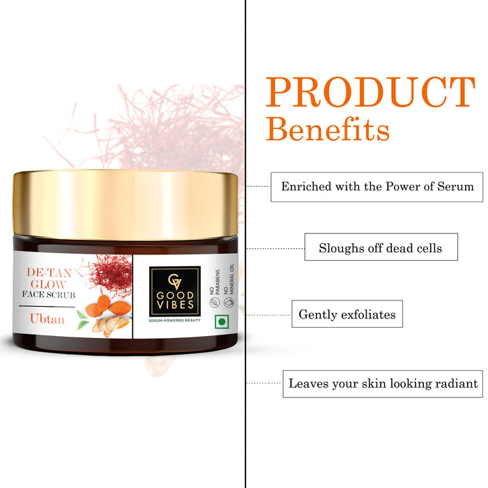 Good Vibes De-Tan Glow Face Scrub- Ubtan With Power Of Serum