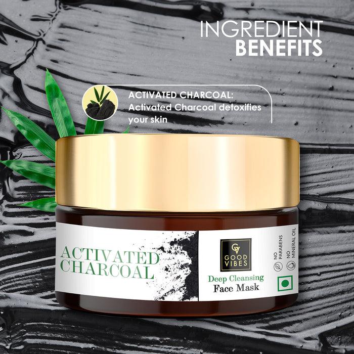 Good Vibes Good Vibes Activated Charcoal Deep Cleansing Face Mask | Anti-Acne Softening | With Liquorice | No Parabens No Sulphates No Mineral Oil (100 G)