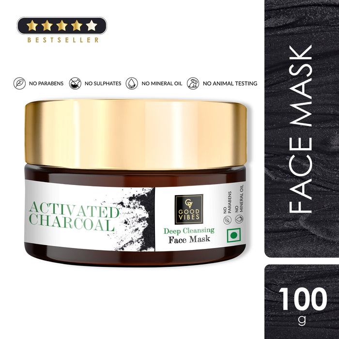 good vibes Good Vibes Activated Charcoal Deep Cleansing Face Mask | Anti-Acne Softening | With Liquorice | No Parabens No Sulphates No Mineral Oil (100 g)