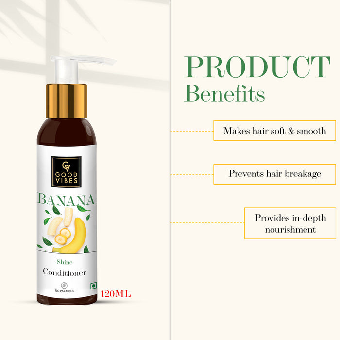 Good Vibes Good Vibes Banana Shine Conditioner | Frizz Contorl Hair Thickening Strenghtening | No Parabens No Animal Testing (120 Ml)