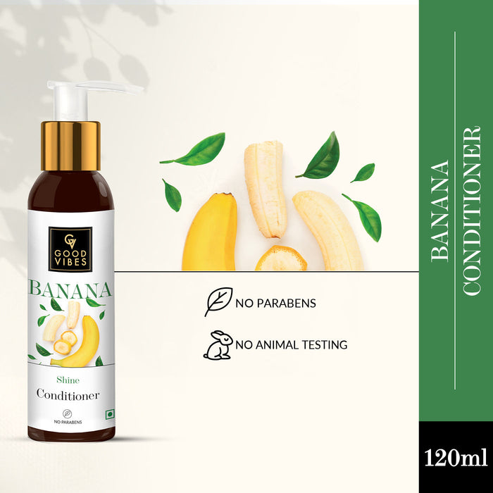 good vibes Good Vibes Banana Shine Conditioner | Frizz Contorl Hair Thickening Strenghtening | No Parabens No Animal Testing (120 ml)