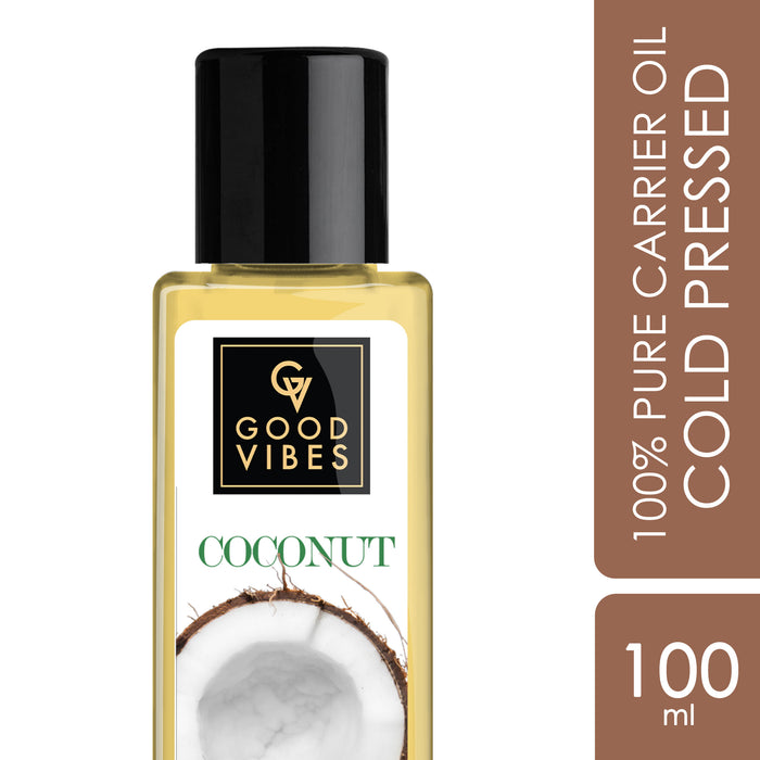 good vibes Good Vibes Coconut 100% Pure Cold Pressed Carrier Oil For Hair & Skin | Hair Growth Anti-Ageing | No Parabens No Animal Testing (100 ml)