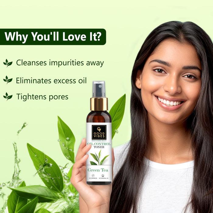 Good Vibes Green Tea Oil Control Toner With Power Of Serum - 200ML