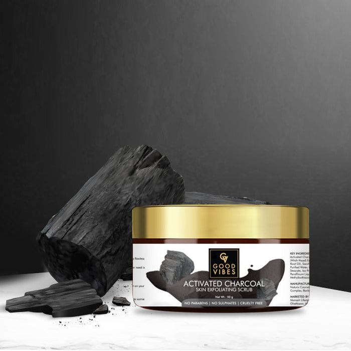 good vibes Skin Exfoliating Face Scrub - Activated Charcoal (50 gm)