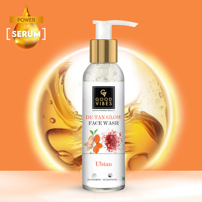 Good Vibes Ubtan De Tan Glow Face Wash With Turmeric Saffron Vitamin B3