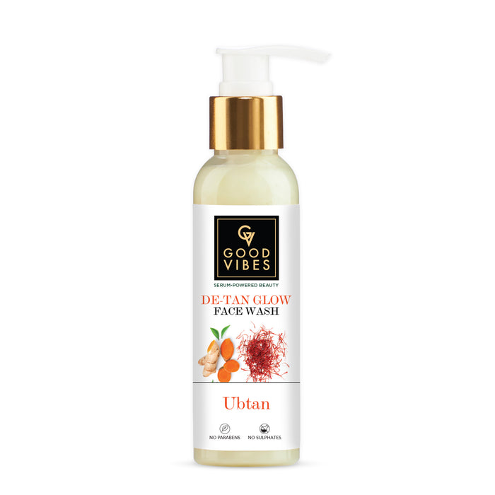 Good Vibes Ubtan De Tan Glow Face Wash With Turmeric Saffron Vitamin B3