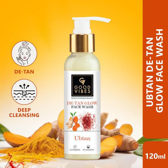 good vibes Ubtan De Tan Glow Face Wash With Turmeric Saffron Vitamin B3