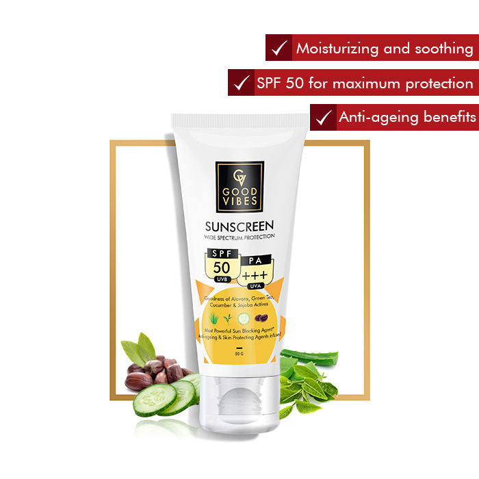 Good Vibes Wide Spectrum Sunscreen With SPF 50 (50 Gm)