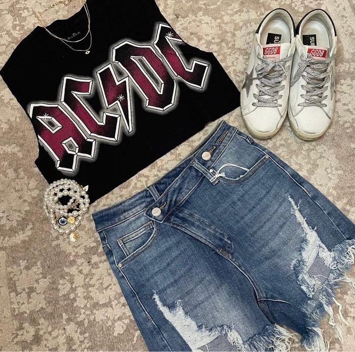 goodie Two Sleeves AC/DC Color Glow Women's Crop Top