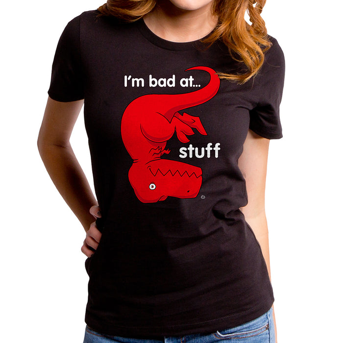 goodie two sleeves Bad At Stuff Dino Women's T-Shirt