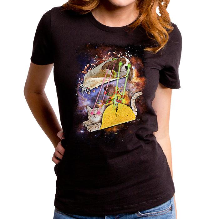 goodie two sleeves Burrito Dog vs Taco Cat Women's T-Shirt