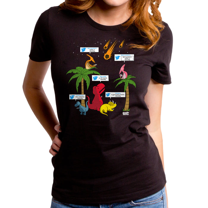 goodie two sleeves Doomsday Tweet Dinosaur Women's T-Shirt