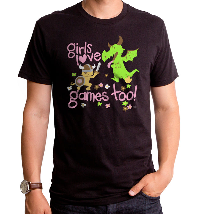 goodie two sleeves Girls Love Games Too Adult T-Shirt