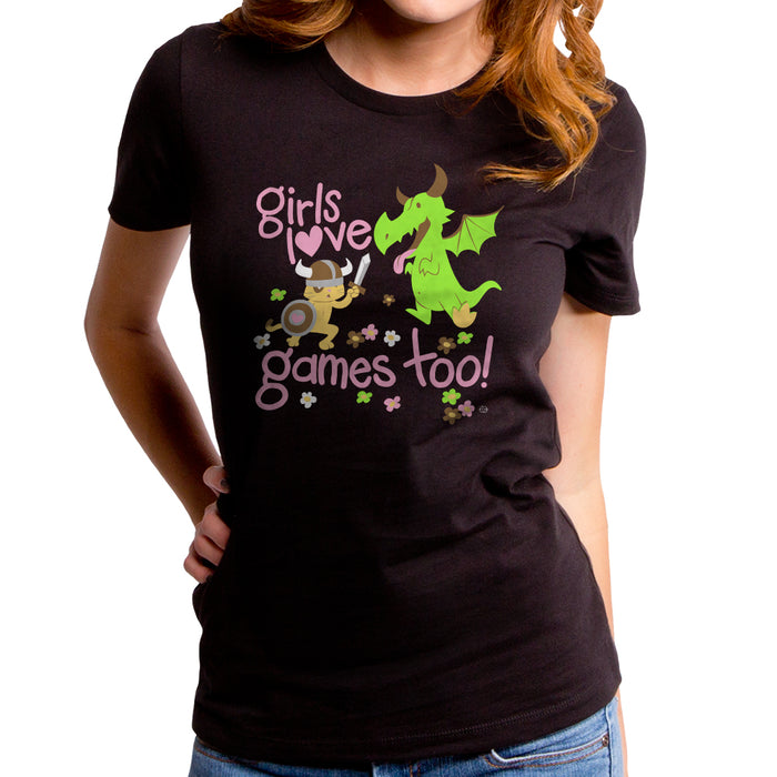 goodie two sleeves Girls Love Games Too Women's T-Shirt