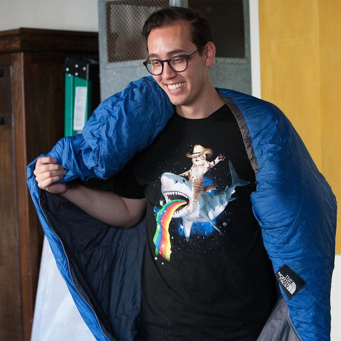 goodie two sleeves Bucking Sharkaroo Adult T-Shirt