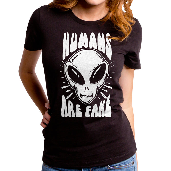 goodie two sleeves Humans Are Fake Women's T-Shirt
