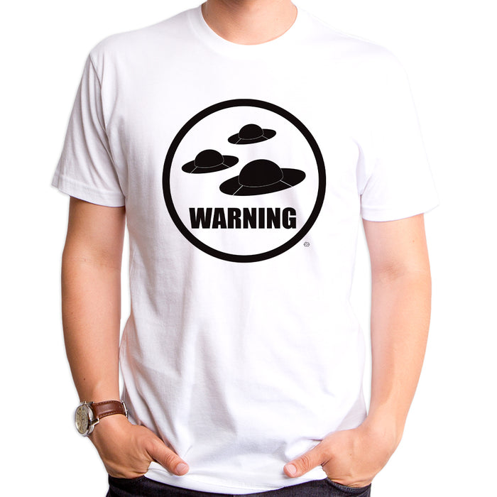 goodie two sleeves UFO Warning Adult T-Shirt