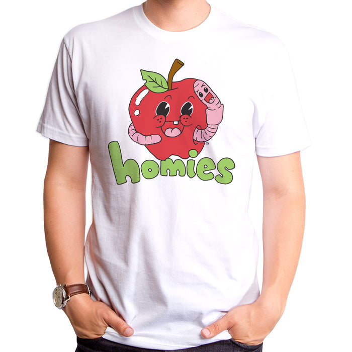 goodie two sleeves Homies Apple and Worm Adult T-Shirt