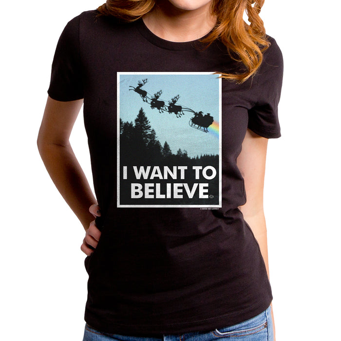 goodie two sleeves I Want To Belive In Santa Women's T-Shirt