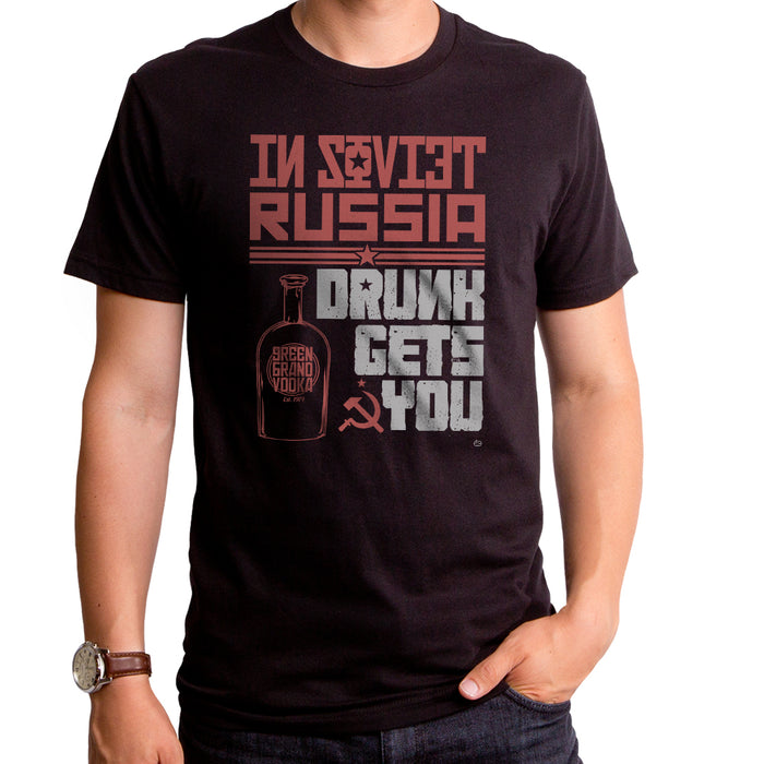 goodie two sleeves In Russia Drunk Gets You Adult T-Shirt