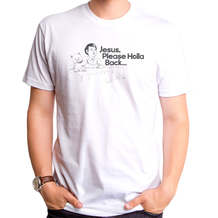 goodie two sleeves Jesus Please Holla Back Adult T-Shirt