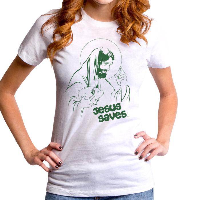 goodie two sleeves Jesus Saves Piggy Bank Women's T-Shirt