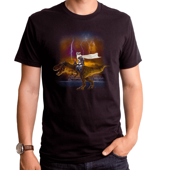 goodie two sleeves Kitty Rides T-Rex and Pyramid Men's T-Shirt