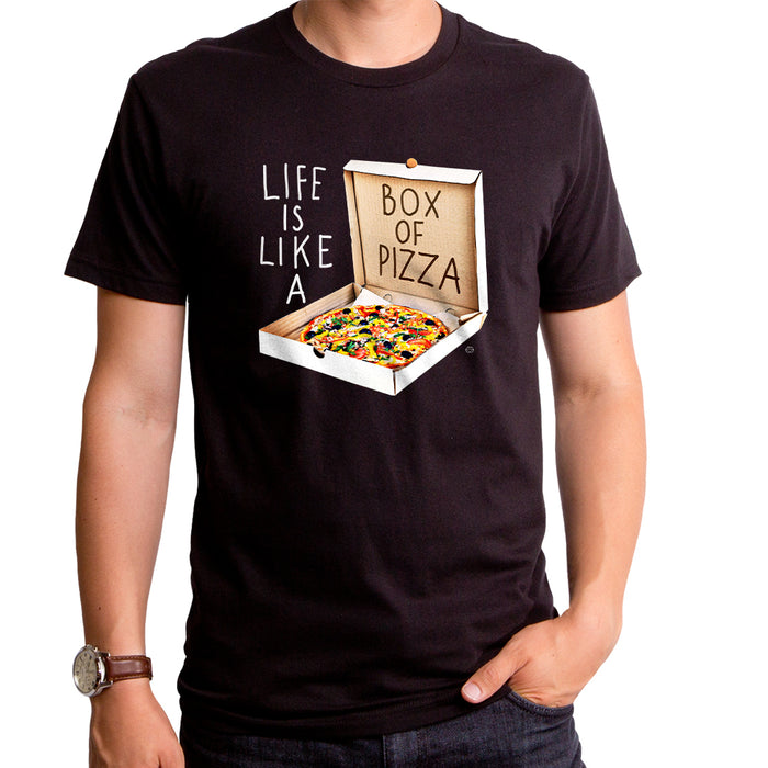 goodie two sleeves Life is Like a Box of Pizza Adult T-Shirt