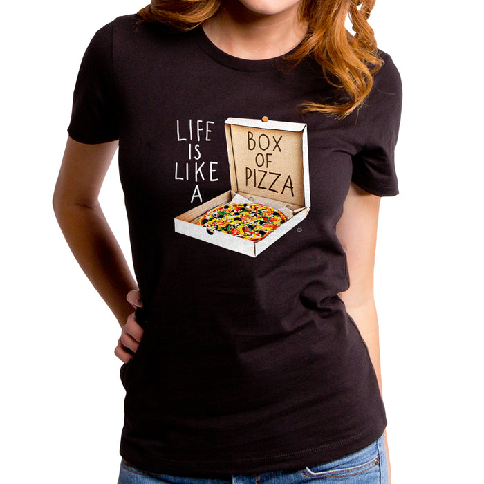 goodie two sleeves Life is Like a Box of Pizza Women's T-Shirt