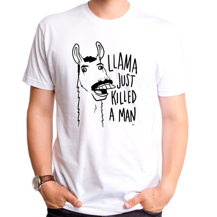 goodie two sleeves Llama Just Killed a Man Adult T-Shirt