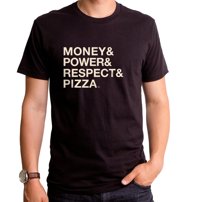 goodie two sleeves Money Power Respect Pizza Adult T-Shirt