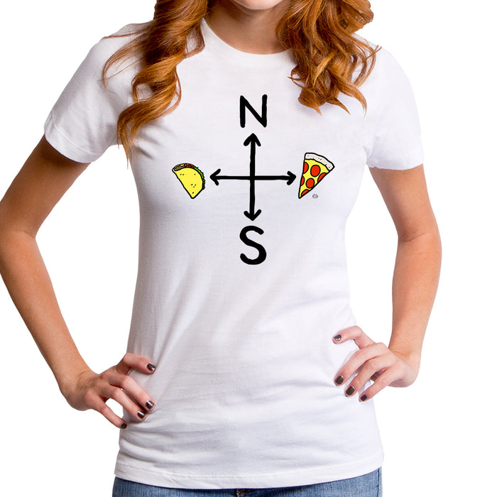 goodie two sleeves North South Pizza Taco Women's T-Shirt
